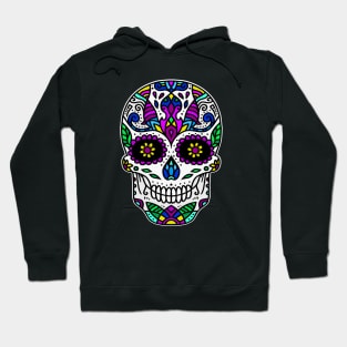 Retro Dia De Los Muertos Shirt. Vintage Sugar Skull with Flowers Cool Dia De Muertos Gift Hoodie